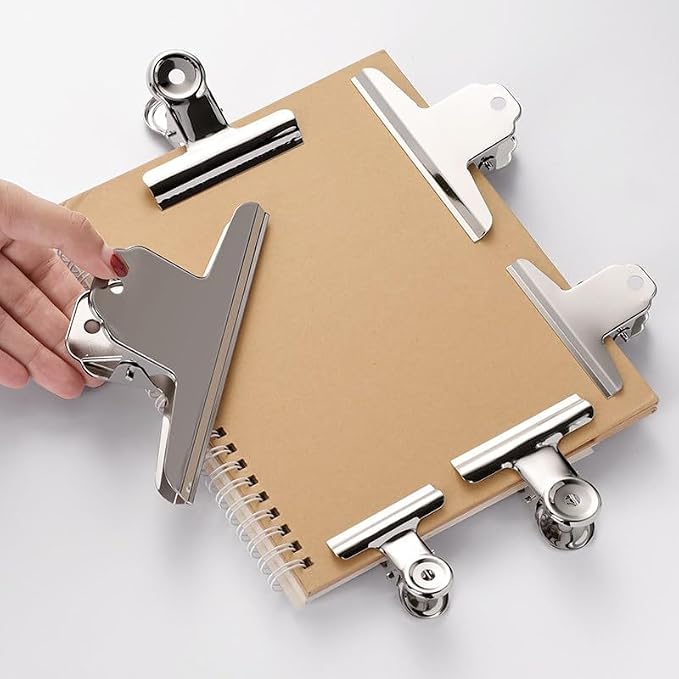 4 Inch Large Bull Paper Clips, Coideal 10 Pack Silver Metal File Money Binder Clip Clamps for Home Office School Supplies (Square)