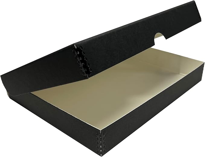 Lineco Archival Folio Storage Box. Metal Edge Archival Boxboard, Clamshell Lid. 9.5 x 12.5 x 1.75 inches. | Acid-Free with Metal Edge Boxboard, Organize and Store Photos Documents Cards Negatives Magazine Prints Family Records DIY
