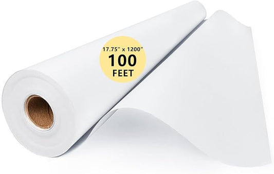 Art Paper Roll for Crafts, 17.75"x1200" (100') White Gift Wrapping Paper | Drawing & Painting, Kraft Bulletin Board Poster Banner Coloring Paper, Kids Art Supplies, Wedding Floral Supplies 80GSM 55LB