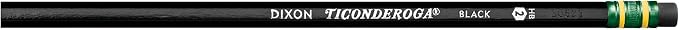 Ticonderoga Wood-Cased Pencils, Unsharpened, #2 HB Soft, Black, 12 Count