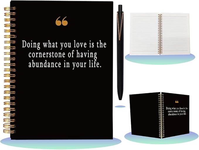 Notebook with Pen Set Positive Affirmations Gifts, A5 Spiral Inspirational Journal for Work, 160 Pages College Ruled Office Stationery, Coworker Appreciation Gift, Black & Gold