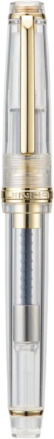 Jinhao 82 Acrylic Fountain Pen, Iridium Extra Fine Nib with Ink Converter, Transparent Unique Design Smooth Writing Pen (Gold Trim)