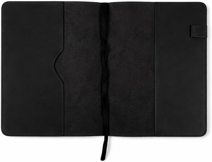 Premium Leather Journal Cover A5 – Handmade Refillable Notebook Cover Sleeve with Pen Holder for Writing, Travel & Business Use 5.75 x 8.25 (Black)
