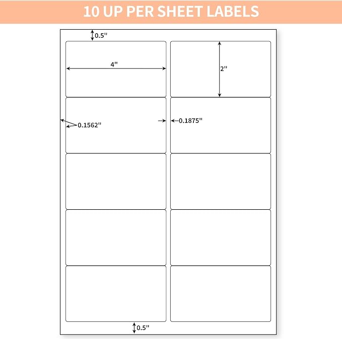 6 UP Labels, 4" x 3-1/3" Shipping Address Labels for Laser Inkjet Printer, Self Adhesive, Blank Mailing Sticker Paper (2000 Sheet=12000) | Mailing Labels, Self Adhesive White Sticker Paper, Blank Mailing Paper (2000 Sheet=12000 Labels)