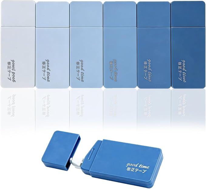 LOPURO White Correction Tape, 6Pcs Cute White Out Correction Tape,Pastel Color Correction Tapes Eraser Easy to Use Instant Applicator for School Office Home Aesthetic Supplies (Blue)