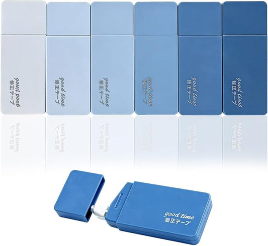 LOPURO White Correction Tape, 6Pcs Cute White Out Correction Tape,Pastel Color Correction Tapes Eraser Easy to Use Instant Applicator for School Office Home Aesthetic Supplies (Blue)