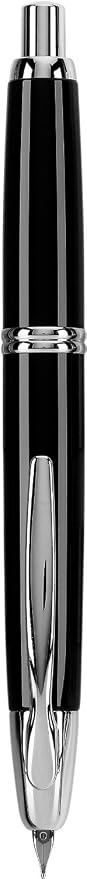 PILOT Vanishing Point Collection Refillable & Retractable Fountain Pen, Black Barrel with Rhodium Accents, Blue Ink, Extra Fine Nib (60341)