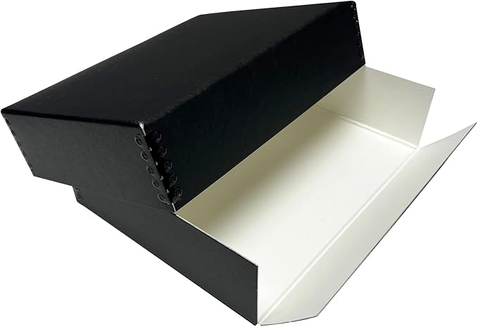 Lineco Museum Archival Storage Box, Drop Front, 9.25x11.75x3 in, Black | Acid-Free with Metal Edge, Preserves Picture Longevity, Organize Photos, Newspapers, Prints, Documents, Crafts, DIY