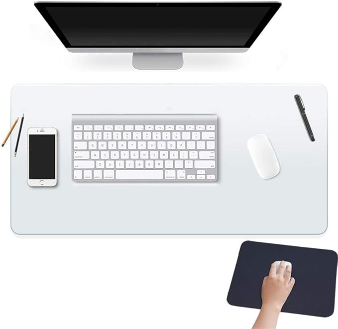 24 X 36 Inch Clear Large Desk Pad Blotter Home Office Table Protector on Top of Desks for Laptop Computer Keyboard PVC Vinyl Desk Pad Organizer with Mouse Pad Waterproof Wipeable Plastic Transparent