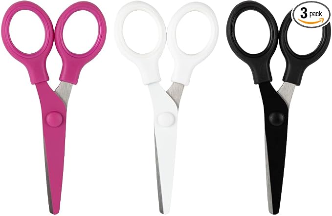 JAM PAPER Multi-Purpose Mini Scissors Set - 5 Inch - Assorted Colors - Soft Grip & Stainless Steel Precision Blades - 3/Pack
