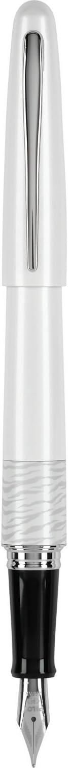 PILOT MR Animal Collection Fountain Pen in Gift Box, Matte White Barrel with White Tiger Accent, Fine Point Stainless Steel Nib, Refillable Black Ink (91141)