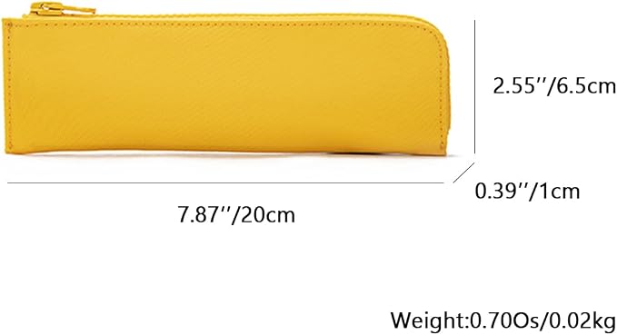 Oxford Pencil Case Slim Pencil Pouch Durable Zipper Stationery Bag Small Travel Use（Yellow/Oxford）