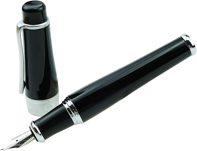 Asvine Charlie Chaplin Commemorative Black Fude Pen, Chinese Calligraphy Bent Nib Black Fountain Pen Fine to Broad by Duke