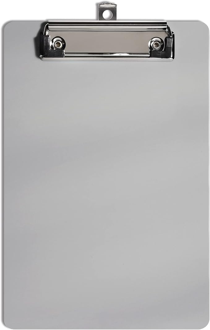 Hongri Plastic Small Clipboard, Gray A5 Memo Size Clip Board | Mini Size 6 x 9 in for Students, Teacher, Women, Office & School Supplies