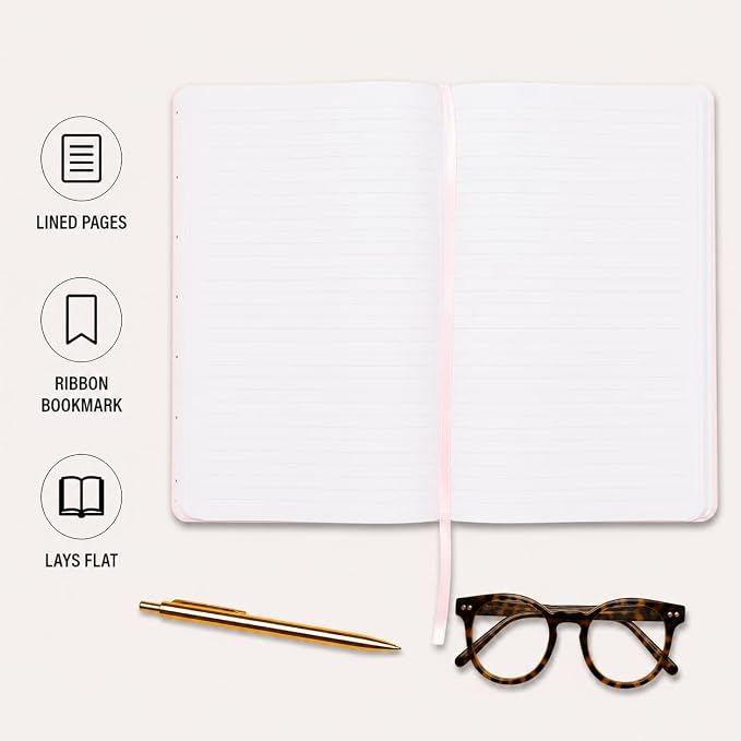 WORLD TRAVELER Large Lined Journal Notebook 256 Ruled White & Ivory Pages | Lay-Flat Binding, Gilded Page Edges Resist Wear, Reinforced Square Corners, Bleed-Resistant Smooth Paper