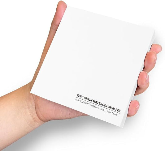 Watercolor Paper Sketchbook,3.9x3.9 Inch Mini Mixed Media Notebook,140lb/300gsmTearable Artist Paper,20 Sheets Small Travel Drawing Journal for Adults,Painting,Watercolors,Art Supplies,White