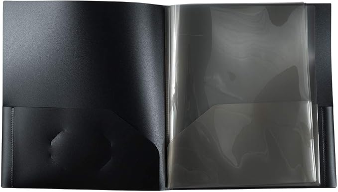 JAM PAPER Heavy Duty Plastic Multi Pocket Folders - 10 Pocket Organizer - Black - 3/Pack