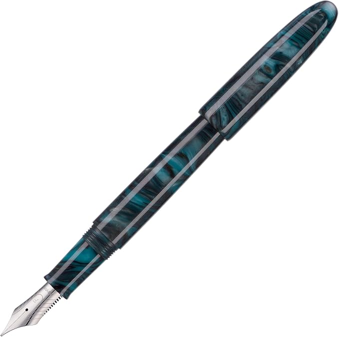 Asvine C80 Fountain Pen #8 Extra Fine Nib Large Handcraft Pen with Converter Pen Box Collection Set (Green Ripple)