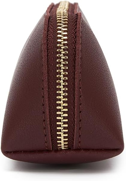 Pencil Case Small Pencil Pouch Slim (Burgundy, Faux Leather)