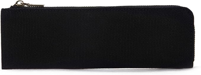 Canvas Pencil Case Slim Pencil Pouch Durable Zipper Stationery Bag Small Travel Use （Black/Canvas）