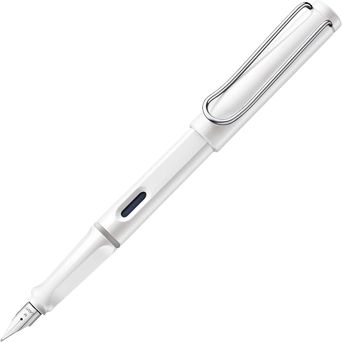 LAMY safari white - Fountain Pen with ergonomic grip & polished steel nib in size M - ideal for any Writing & Calligraphy - including LAMY T 10 blue cartridge - Right-Handed