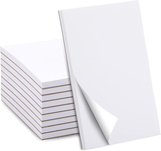 Thboxes 10 Pack 4" x 6" Blank Note Pads, 50 Sheets Each | 80gsm FSC Paper, Top Glue Binding, Cardboard Backing, Compact Memo Pads for Office, School, Home, Server Use