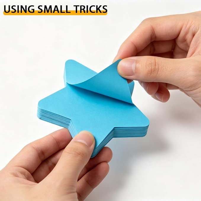 Sticky Notes, Cute Sticky Notes Star Shape Heart 8 Pads 8 Colors Self-Stick Stickies Funny Note Pads 100 Sheets Teacher Back to School Supplies and Oﬃce Products
