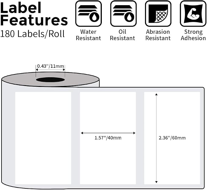 Phomemo 3 Roll 2.36"x 1.57" Thermal Sticker Label, 180 Labels/Roll | Compatible with M220,M250,M260,M200,M221 Printer,Strong Permanent Adhesive,for Customer Mailer,Address,Business Letter