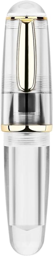 Lanxivi Majohn Q1 Fountain Pen Bent Nib Fude Pen, Little Fat Man Transparent Eyedropper Filling Pocket Pen Large Capacity