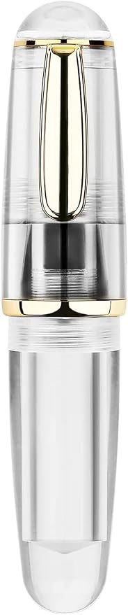 Lanxivi Majohn Q1 Fountain Pen Fine Nib, Little Fat Man Transparent Eyedropper Filling Pocket Pen Large Capacity