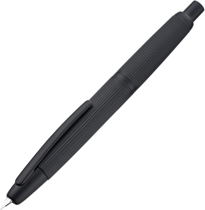 Jinhao 10 Press Fountain Pen with Box, Matt Black Chromium Retractable Extra Fine Nib with Ink Converter Set (Clip Version)