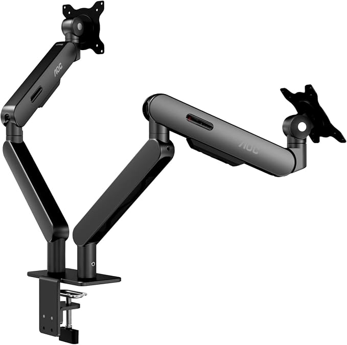 AOC Dual Monitor Stand Arm Desk Mount for 17-34 Inch Monitors, AM420G | Support 4.4-19.8 lbs, Mechanical Spring, C-Clamp & Grommet Mount, Height Adjust, Full Motion, VESA 75x75/100x100