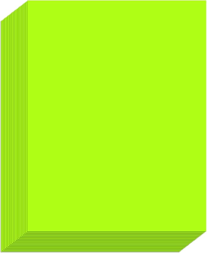 L LIKED 30 Fluorescent Green Full-Sheet Labels, 8-1/2" x 11" Neon Colored Self Adhesive Labels for Laser & Inkjet Printers - 30 Sheets