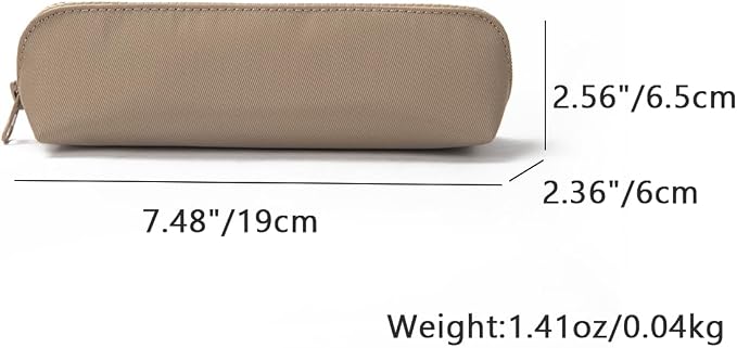 Pencil Case Small Pencil Pouch Slim (Khaki, Oxford)