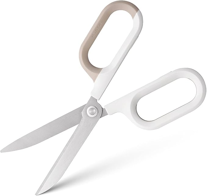 Multipurpose Scissors, Comfort-Grip Handles Sharp Scissors for Office Home School Craft Sewing Fabric Supplies (7", White-1)