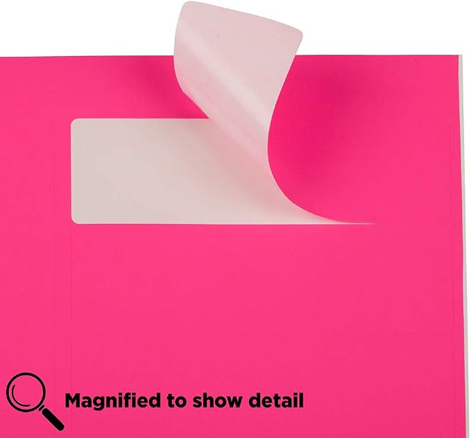 JAM Paper® Address Labels - 1 1/3 x 4 in - Neon Pink - 14 Labels per Sheet, 126 Per Pack