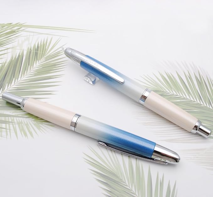 JINHAO 10 Press Fountain Pen, Retractable Metal Pen with Ink Converter (EF Nib 0.38mm, Gradient Blue)