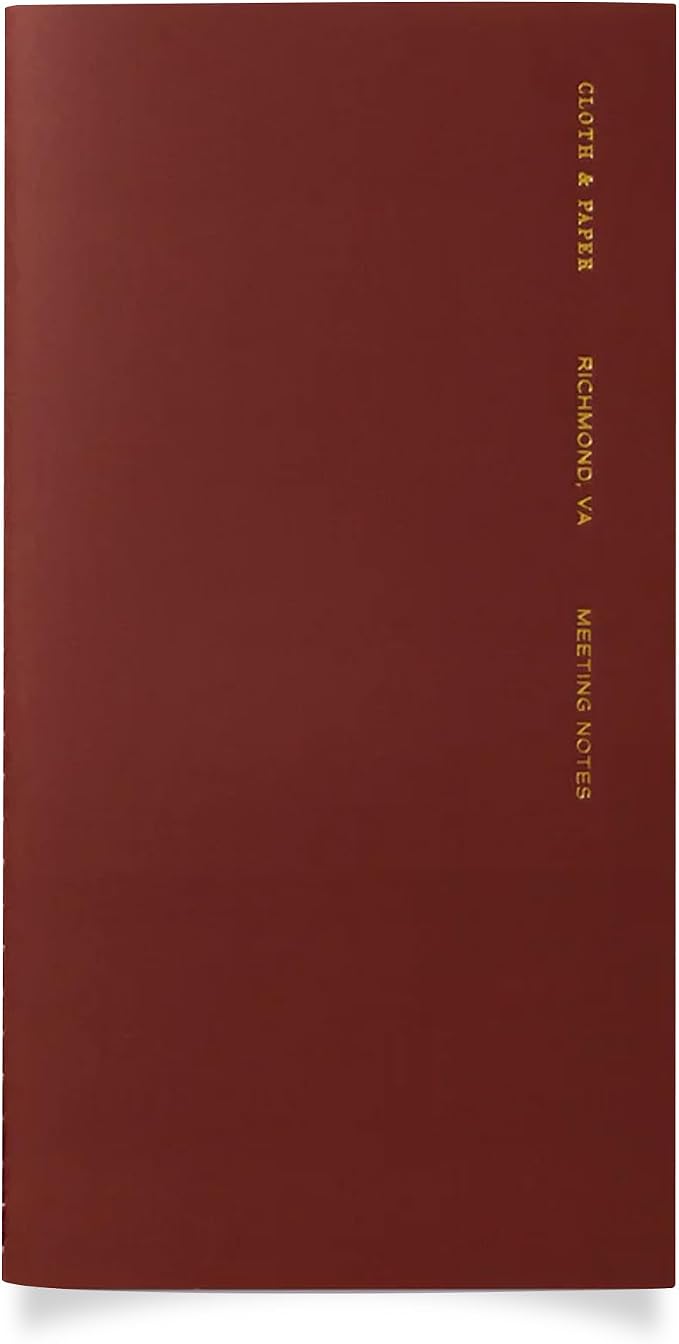 Cloth & Paper Travel Notebook | Meeting Notes – Bordeaux | Pocket Plus Meeting Notebook 3.2" x 6" | Structured Meeting Layout for Agenda, Attendees, Notes & Follow Up Tracking – Soft Touch Cover