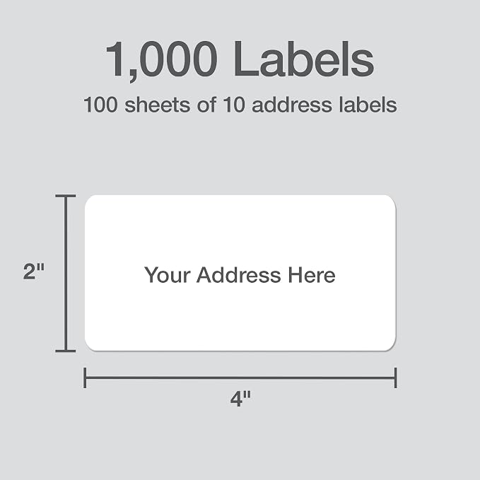 Redi-Tag 2" x 4" Shipping Labels, 1000 per Pack, White, Laser Printer Labels, Self-Adhesive, Permanent Stick, Smudge-Resistant, Perfect for Shipping, Mailing, and Warehouse Use