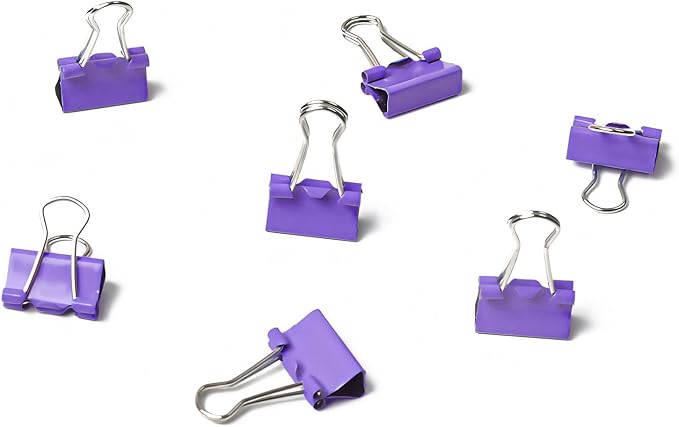 50 Pack Small Purple Binder Clips 3/4 Inch (19 mm), Colored Little Paper Clamps, Tiny Mini Paper Clips for Office Home School Business 0.75"
