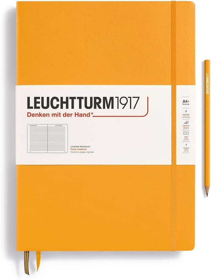 LEUCHTTURM1917 - Notebook Hardcover Master Classic A4+ - 235 Numbered Pages for Writing and Journaling (Rising Sun, Ruled)