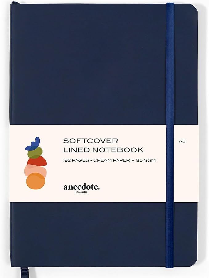 Softcover Ruled Journal with Thick 80 gsm Lined Cream Paper A5 size (8.3 inches x 5.4 inches) - Daily Writing Notebook for Travel, School and Office Use - Diary for Women and Men - Midnight Blue