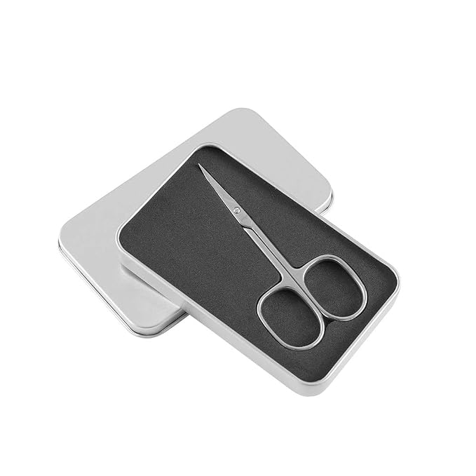 LIVINGO Nail Scissors Curved Blade Stainless Steel Manicure Tool | Sharp Precision Cutting, Cuticle Care, Eyebrow Eyelash Dry Skin Grooming, Professional Beauty Use