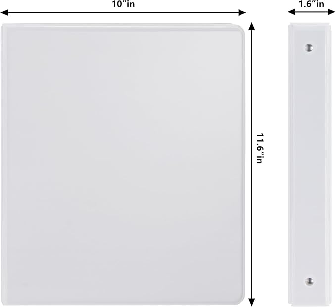 COMIX Sturdy 3 Ring Binder 1 inch with Clear View Cover, 1" Round Ring View Binder, PVC-Free, 2.4mm-Thick, 200 Sheets Capacity of US Letter Size Paper, Office ＆ School Supplies, 8 Pack (White)
