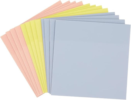 12-Pack 3x3-Inch Transparent Sticky Notes, 5.2mil Clear Plastic Self-Stick Sheets in Blue, Yellow, and Pink for Notes, Annotations, and Bookmarks, 50 Sheets per Pad, 600 Sheets Total