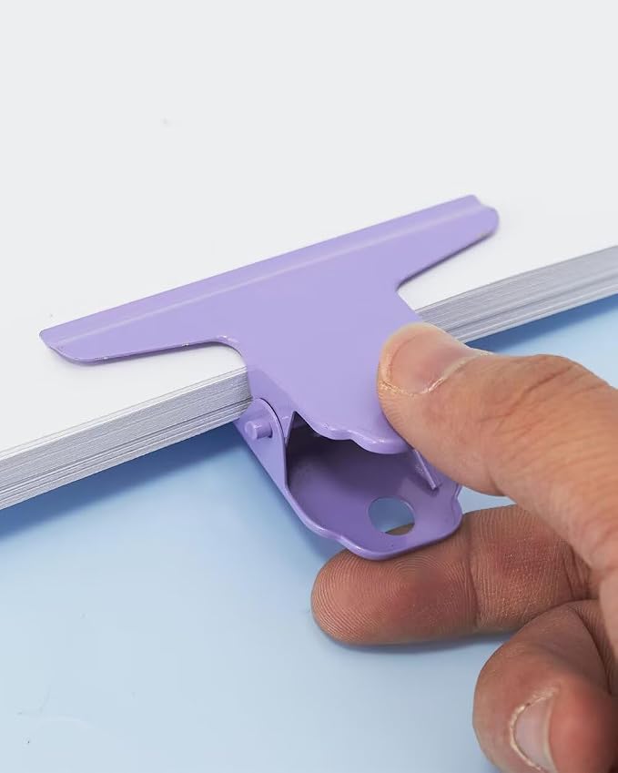 2PCS Extra Large Binder Clips Metal Large Bulldog Clips Paper Clamps Holder 4Inch Chip Clips for Home School Office Drawing Business Purple
