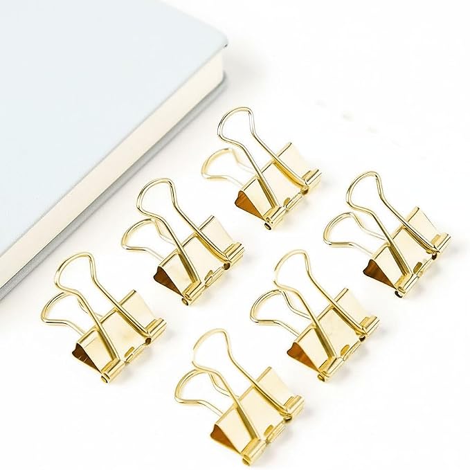 50 Pack Small Gold Binder Clips 3/4 Inch (19 mm), Colored Little Paper Clamps, Tiny Mini Paper Clips for Office Home School Business 0.75"