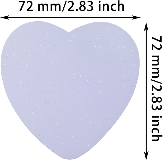 ONLYKXY Glitter Heart Shape Transparent Sticky Notes for Annotating,2.8in Pastel Color Waterproof Index Sticker Self-Stick Book Tabs Soft PET Marker Memo Pad for Home School Office (12, Purple)