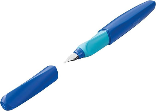 Pelikan Twist Fountain Pen with 1 Ink Cartridge, Fine Nib, Deep Blue, Boxed (814751)