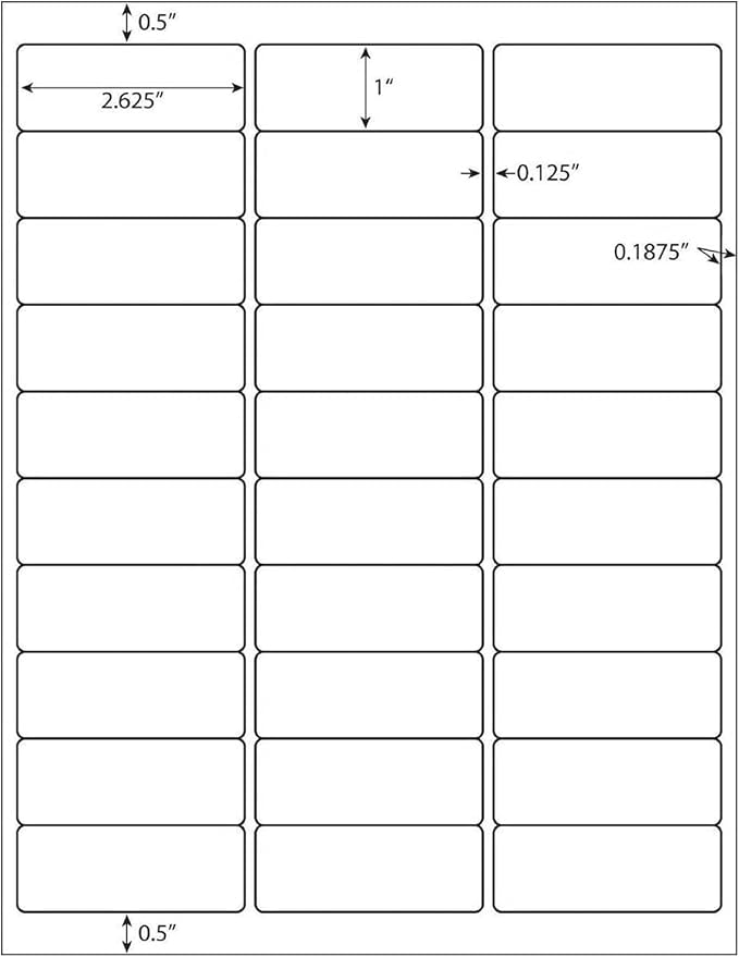 1" X 2-5/8" Address Labels 30 Per Sheet Sticker Paper for Laser and Inkjet Printers, 8.5"×11" White- 6000 Labels